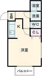 コーポひまわり 1Kの間取図画像