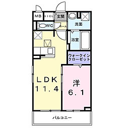 サザンエステート中須 1LDKの間取図画像