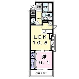 サザンエステート中須 1LDKの間取図画像