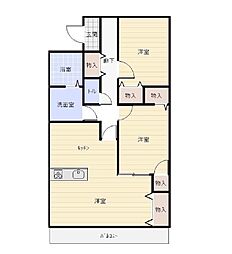 シルクピア大西B 2LDKの間取図画像