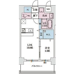 スプランディッド新大阪VIII 1LDKの間取図画像
