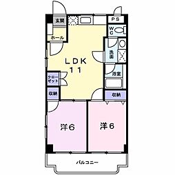 プロヴァンスXV 2LDKの間取図画像