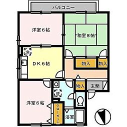 ピュアメゾンD 3DKの間取図画像