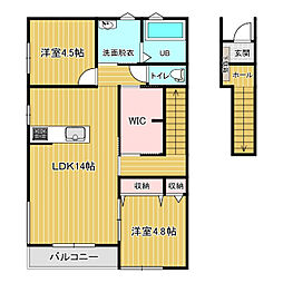 クレストガーデン 2LDKの間取図画像