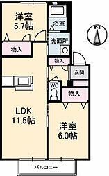 アメニティベルエポック 2LDKの間取図画像