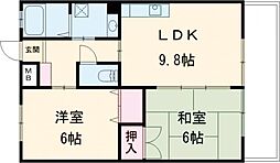 エスペラント岡田 2LDKの間取図画像