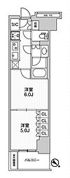 WORVE横浜伊勢佐木町 2Kの間取図画像
