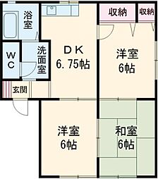 ディアス楢津B 3DKの間取図画像