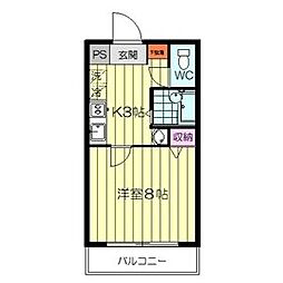 ロイヤルハイツ東八 1Kの間取図画像