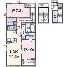 アイリス横山A 2LDKの間取図画像