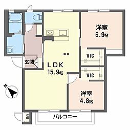 ルミナス・アライB 2LDKの間取図画像