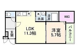 大阪市鶴見区今津中5丁目アパート 1LDKの間取図画像
