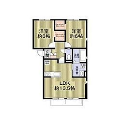 フォレストメゾン南草津S 2LDKの間取図画像