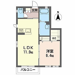 ウィスティアリア御前 1LDKの間取図画像