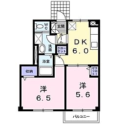 ニューシティシャルム2 2DKの間取図画像