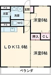 ロイヤルシティープラトン 2LDKの間取図画像