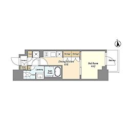 リビオメゾン浅草雷門 1DKの間取図画像