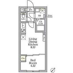 Aglaia 新宿横寺町 1LDKの間取図画像