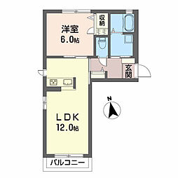 光ハイツ 1LDKの間取図画像
