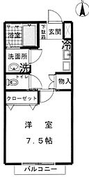 フォルトゥーナ 1Kの間取図画像