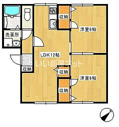 コーポリッチモンド 2LDKの間取図画像