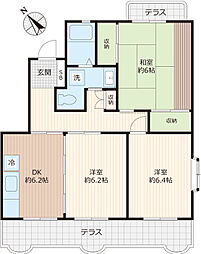 ラ・ポール田中 3DKの間取図画像