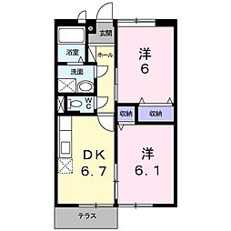 ふぁ・みーゆ21A 2DKの間取図画像