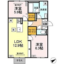 TORISIA大慈寺町 A 2LDKの間取図画像