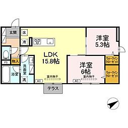 TORISIA大慈寺町 B 2LDKの間取図画像
