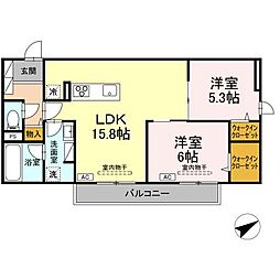 TORISIA大慈寺町 B 2LDKの間取図画像