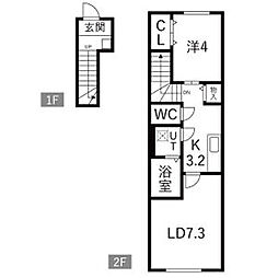 en Ciel(アンシエル) 1LDKの間取図画像