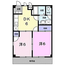 ガーデンプレイスB 2DKの間取図画像