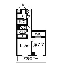 セントクレール元町 1LDKの間取図画像