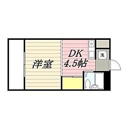 プレズ志賀公園 1DKの間取図画像