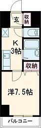 オルザス新潟 1Kの間取図画像