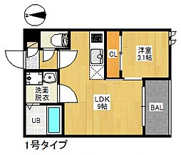 REGALEST MAREA(マレア) 海田(RE 海田2) 1階1LDKの間取り