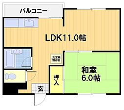 コクーン三条大宮 1LDKの間取図画像