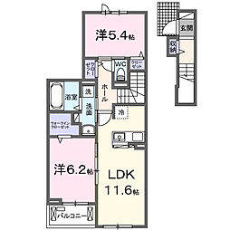 ルピナス ココ 2LDKの間取図画像
