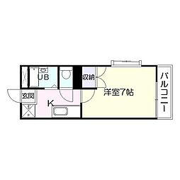 サンライフ永野 1Kの間取図画像