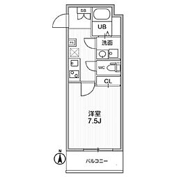 THE PALMS MUSE 新江古田(ザパームスミューズシ 1Kの間取図画像