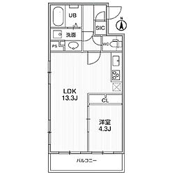 THE PALMS MUSE 新江古田(ザパームスミューズシ 1LDKの間取図画像