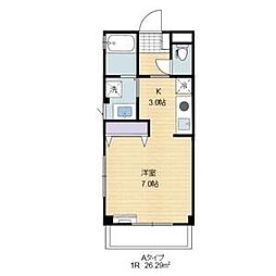 メゾンドルージュバレ ワンルームの間取図画像