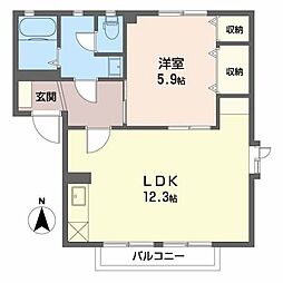 フレッシュタウンN.G3 1LDKの間取図画像