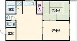 三田本町ハイツ 2DKの間取図画像
