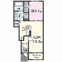 カウンシルヴェールIII 1LDKの間取図画像