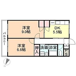 コーポクラリネット 2DKの間取図画像
