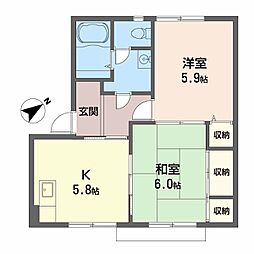 ロングストーンハイツ 2Kの間取図画像