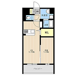 LIBTH原水南 1LDKの間取図画像