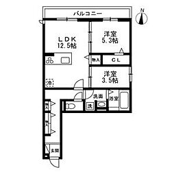 Noble raffiner 元町/ノーブルラフィネ元町(浦和区元町1丁目PJ) 2LDKの間取図画像