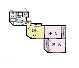 ユーハウス宮丘 2DKの間取図画像